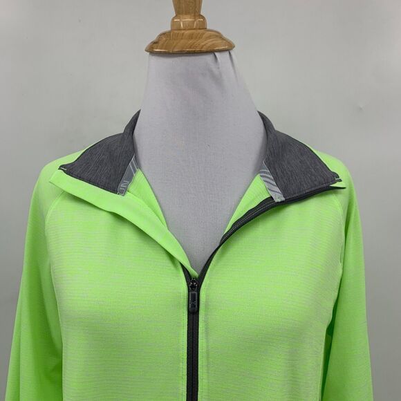 Under Armour Top Womens L Green Quarter Zip Threadborne Fitted Heat Gear Running - Picture 3 of 13